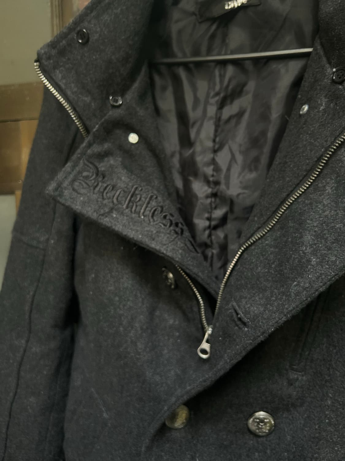 2000s JPN 펑크 더블버튼 챠콜 피코트 자켓 상품이미지6