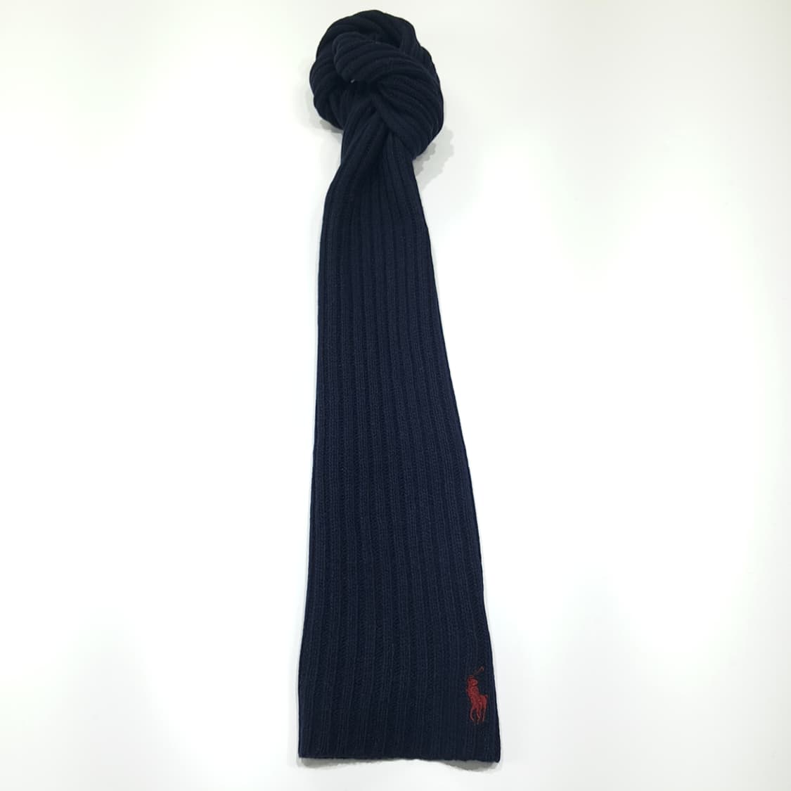 MX656 폴로 램스울혼방 리브 레드포니 네이비 머플러 목도리 상품이미지3