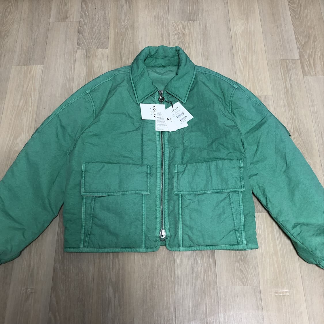 (48) 새상품 솔리드 옴므 23 SS 그린 가먼트 다이드 자켓 상품이미지1