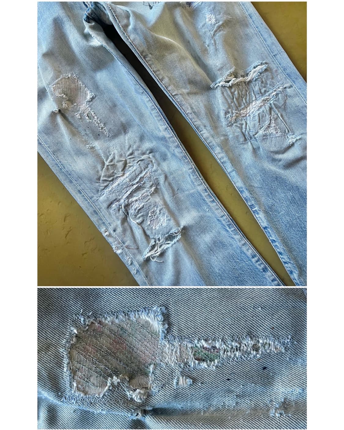 2000s EDWIN Punk Custom Boro Denim Pants 상품이미지7