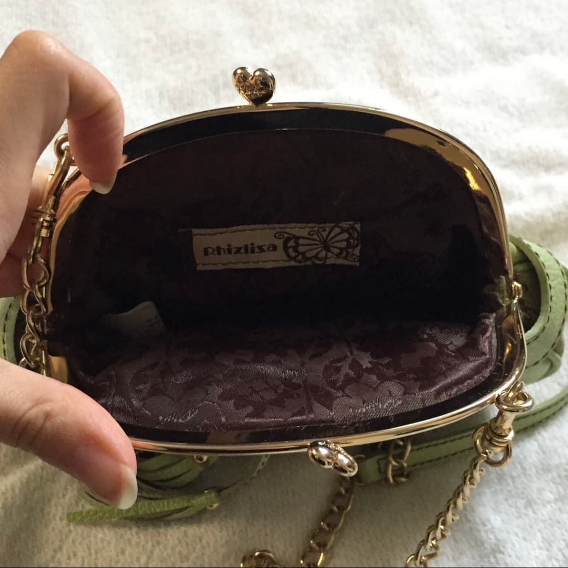 Liz lisa 리즈리사 갸루 괴짜 그린 글리터 소가죽 미니 체인백 상품이미지5