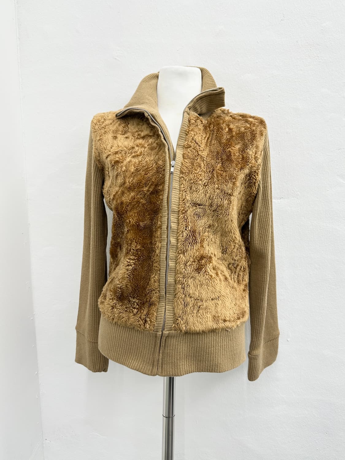 Camel fur knit zip up 상품이미지2