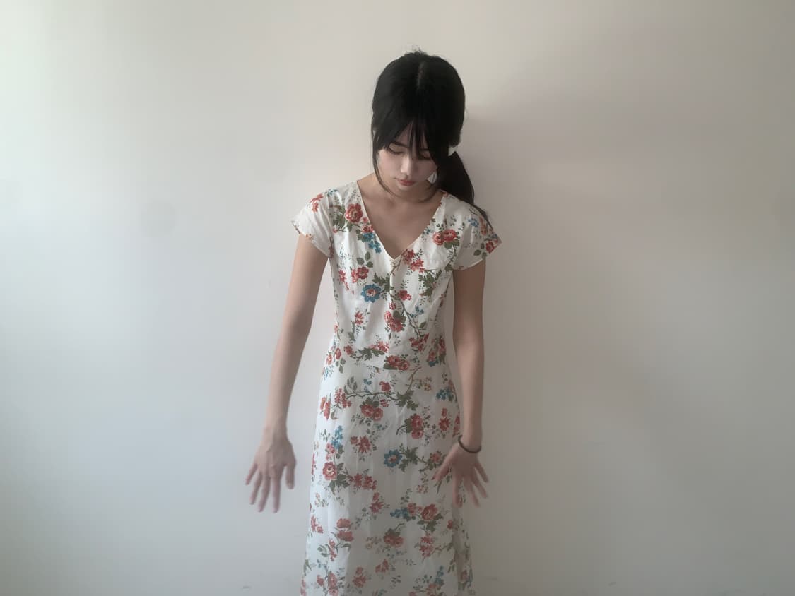 Floral v neck dress(ivory) 상품이미지2