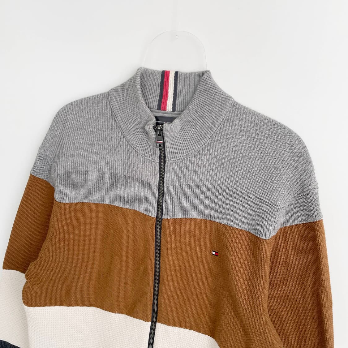 A2 타미힐피거 컬러 블록 니트 집업 가디건 100사이즈 상품이미지2