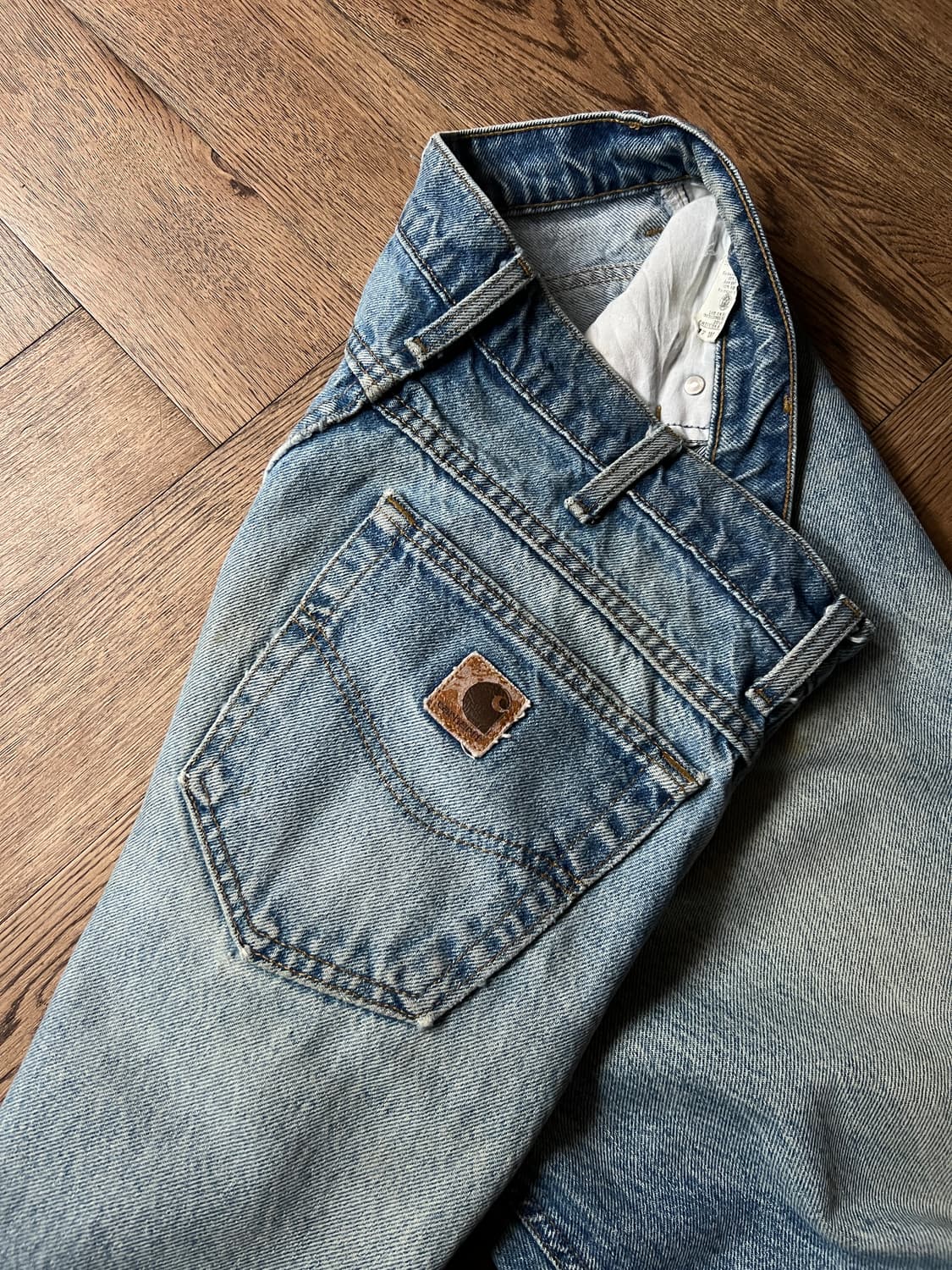 [36]90's 칼하트 Made in USA 빈티지 워싱 워크 데님 팬츠 상품이미지6