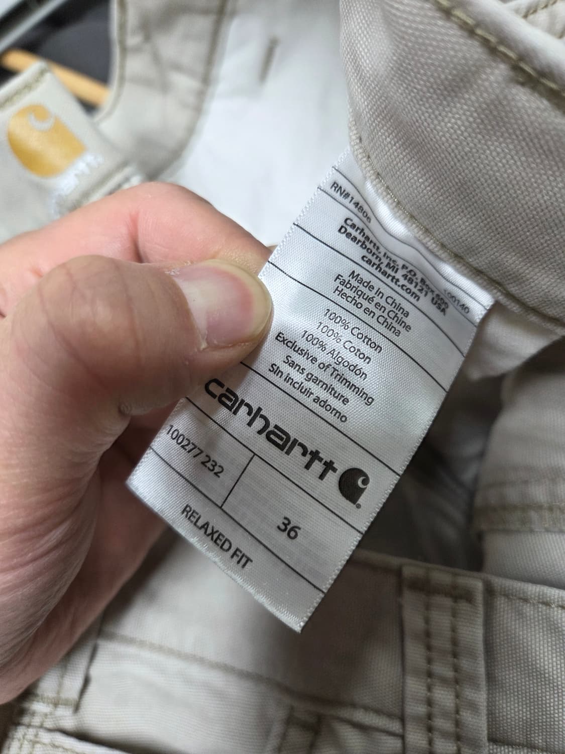 칼하트 릴렉스드핏 코튼 카고반바지 36 상품이미지5