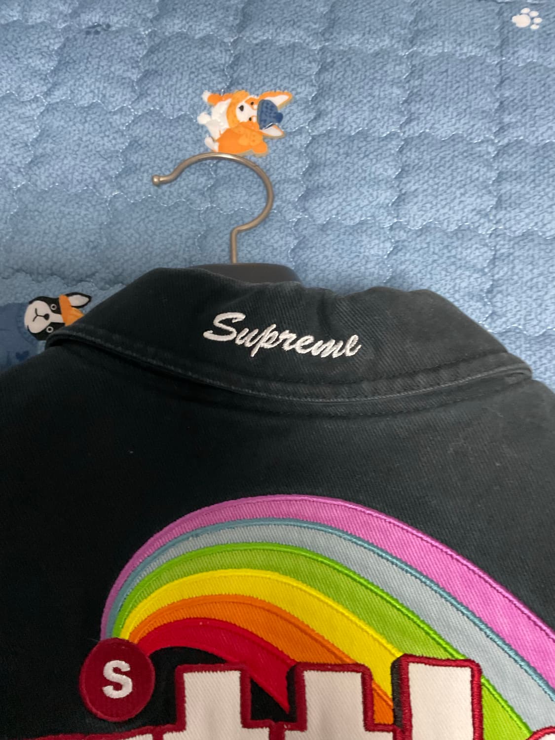 슈프림 x 스키틀즈 x 미첼 앤 네스 바시티 자켓 블랙 xl 상품이미지4