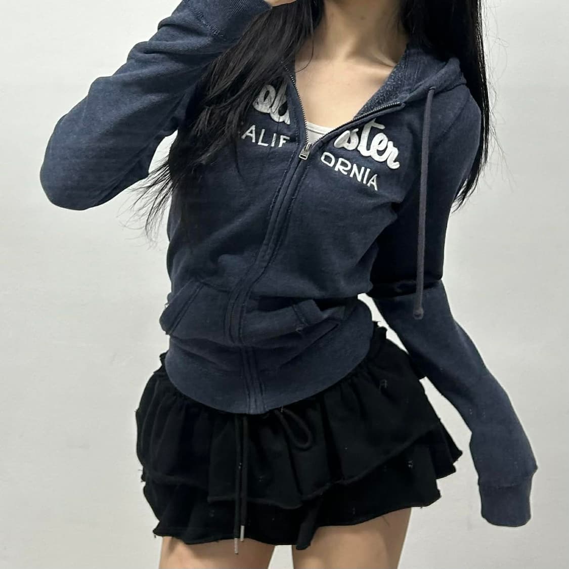 홀리스터 y2k 여리핏 네이비 걸즈 대장급 후드집업 희귀져지(M) 상품이미지1