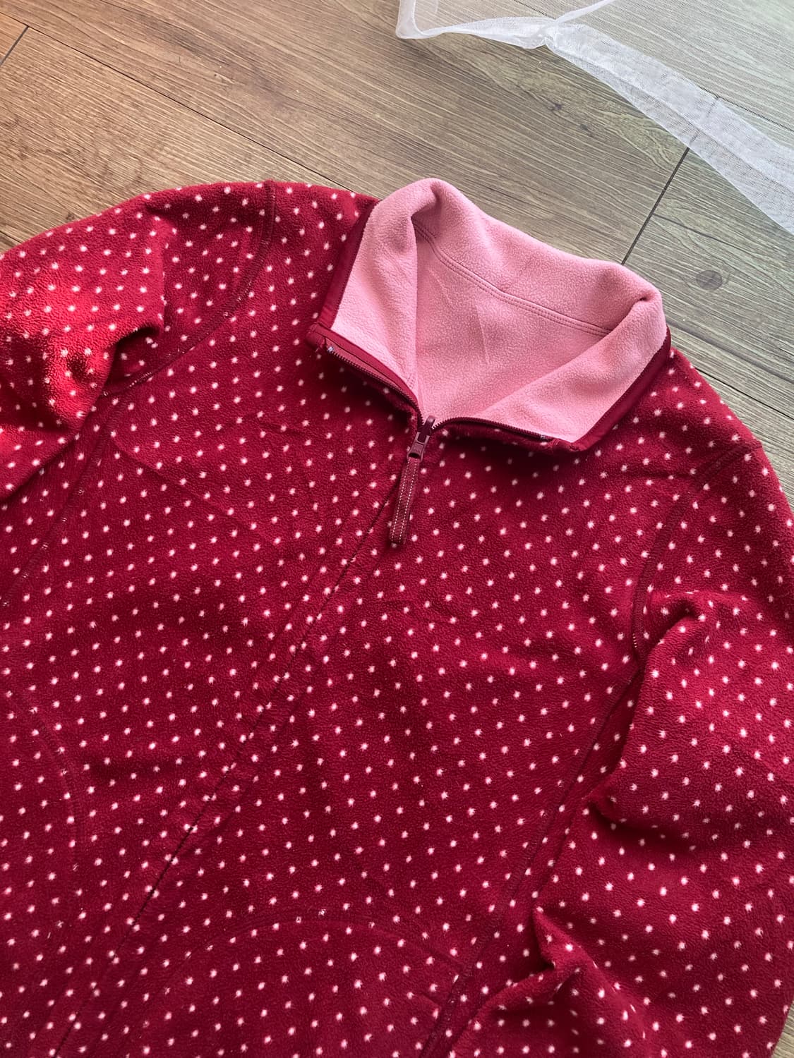 일본 유니클로 리버시블 딸기우유 땡땡이 도트 플리스 후리스 상품이미지2