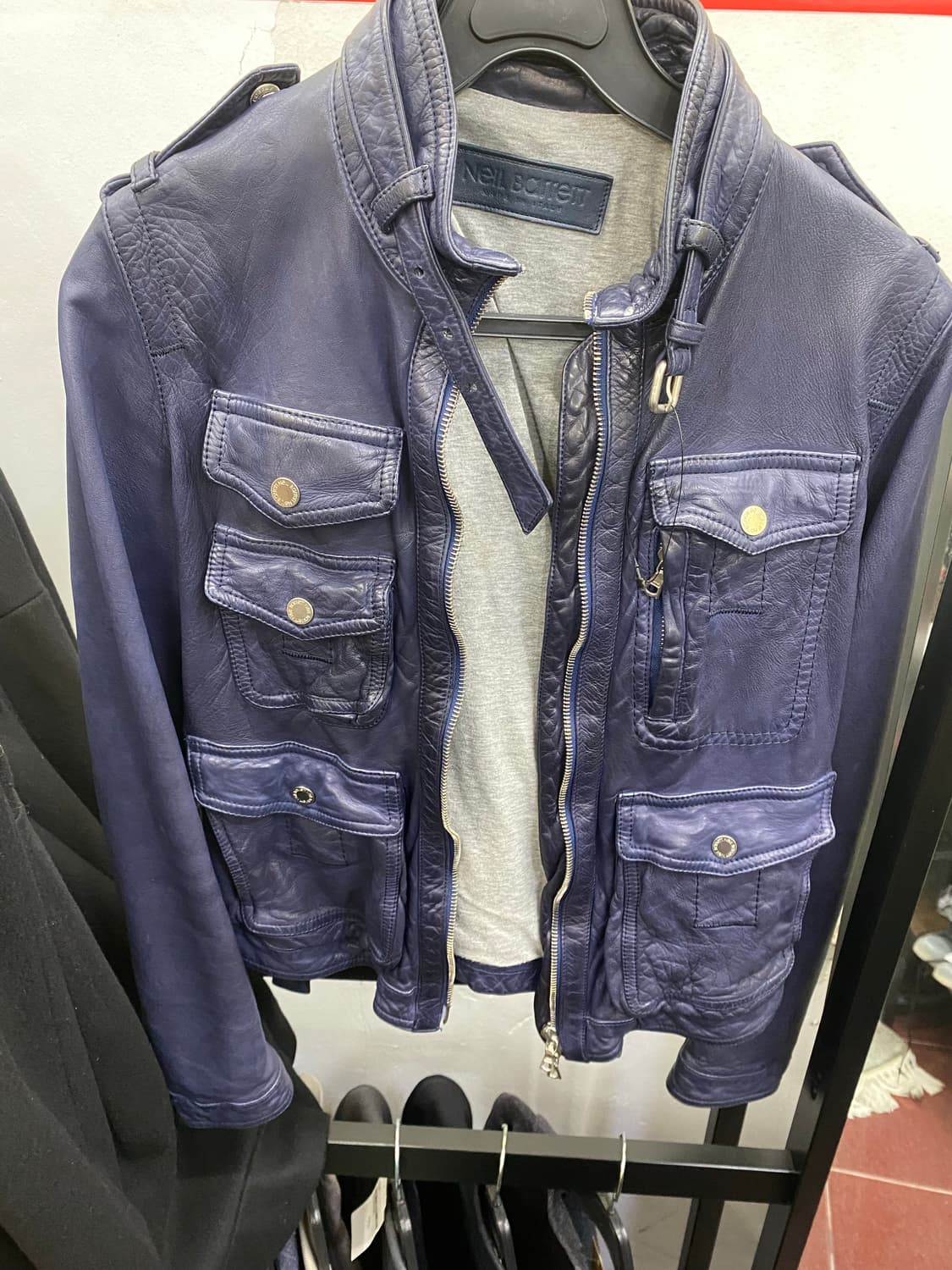 Neil Barret Blue Leather Jacket 상품이미지1
