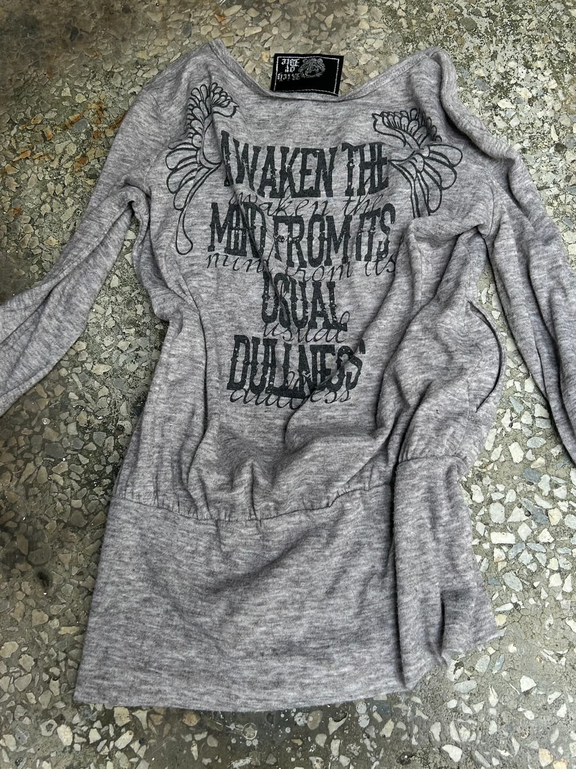 *rare design* JPN 00s 펑크 큐빅 윙 프린팅 롱슬리브 상품이미지4