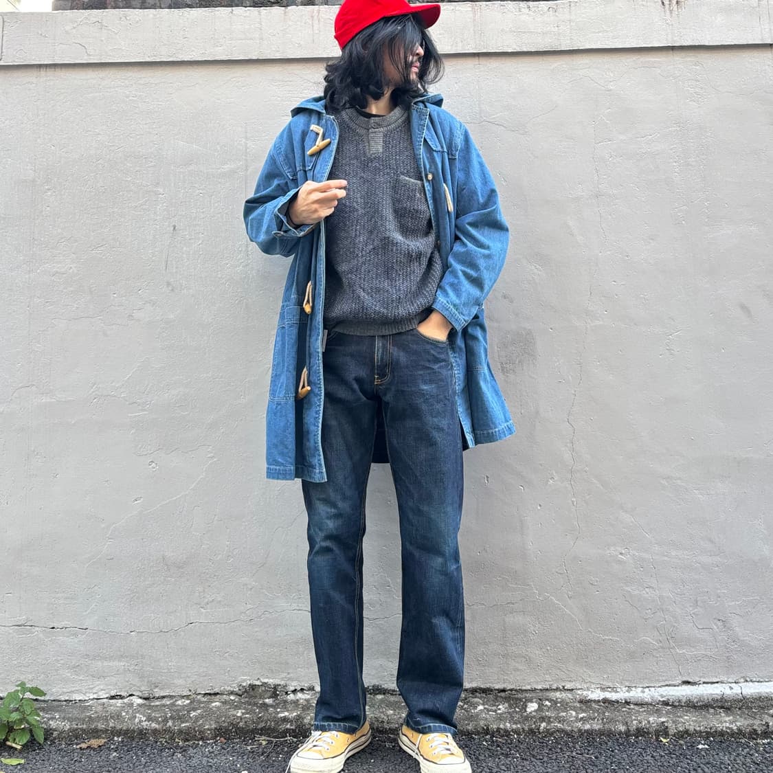 빈티지 데님앤 코 데님 더플 코트 상품이미지9