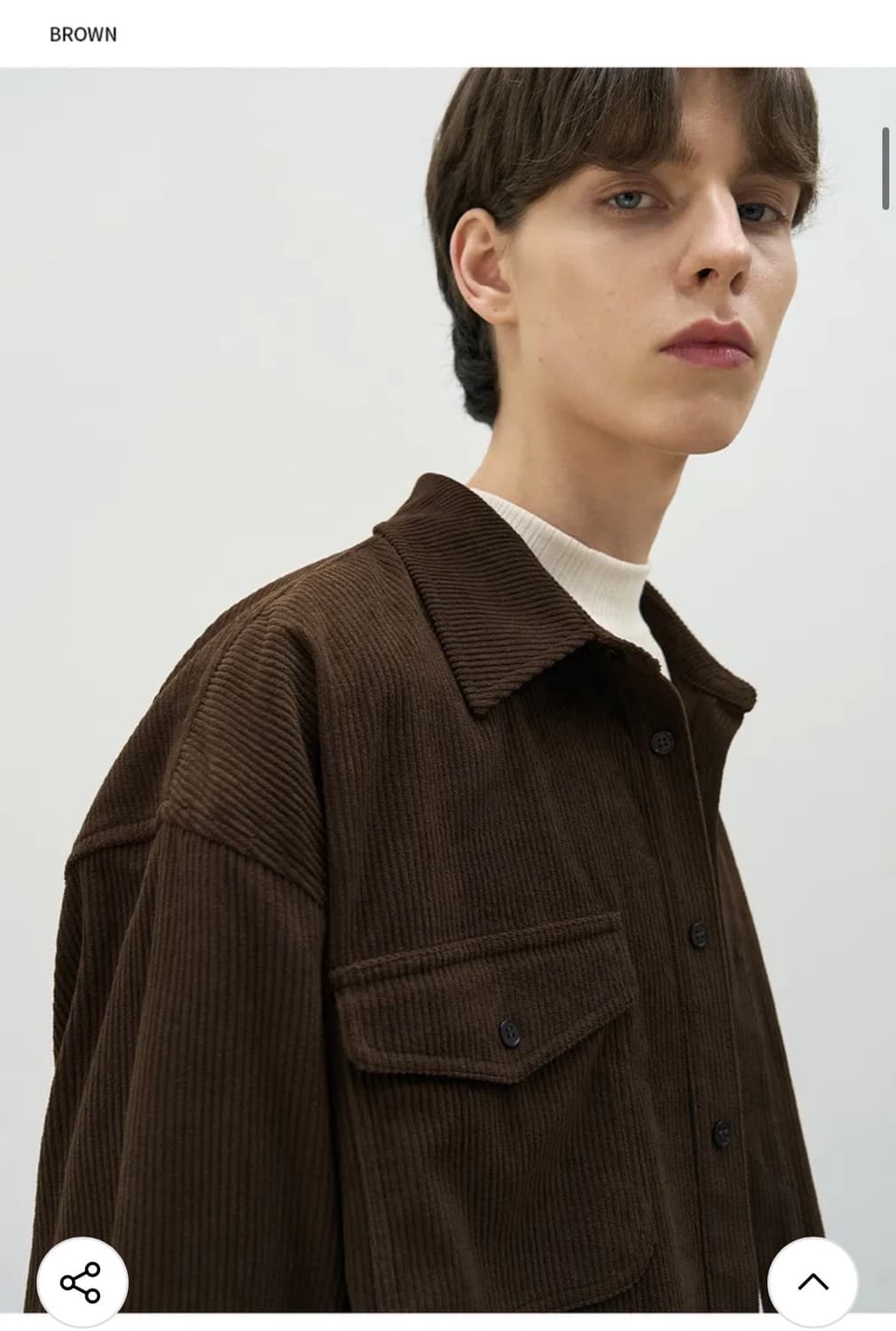 (새상품)(XL) 드로우핏 오버사이즈 코듀로이 알렉스 셔츠 BROWN 상품이미지4