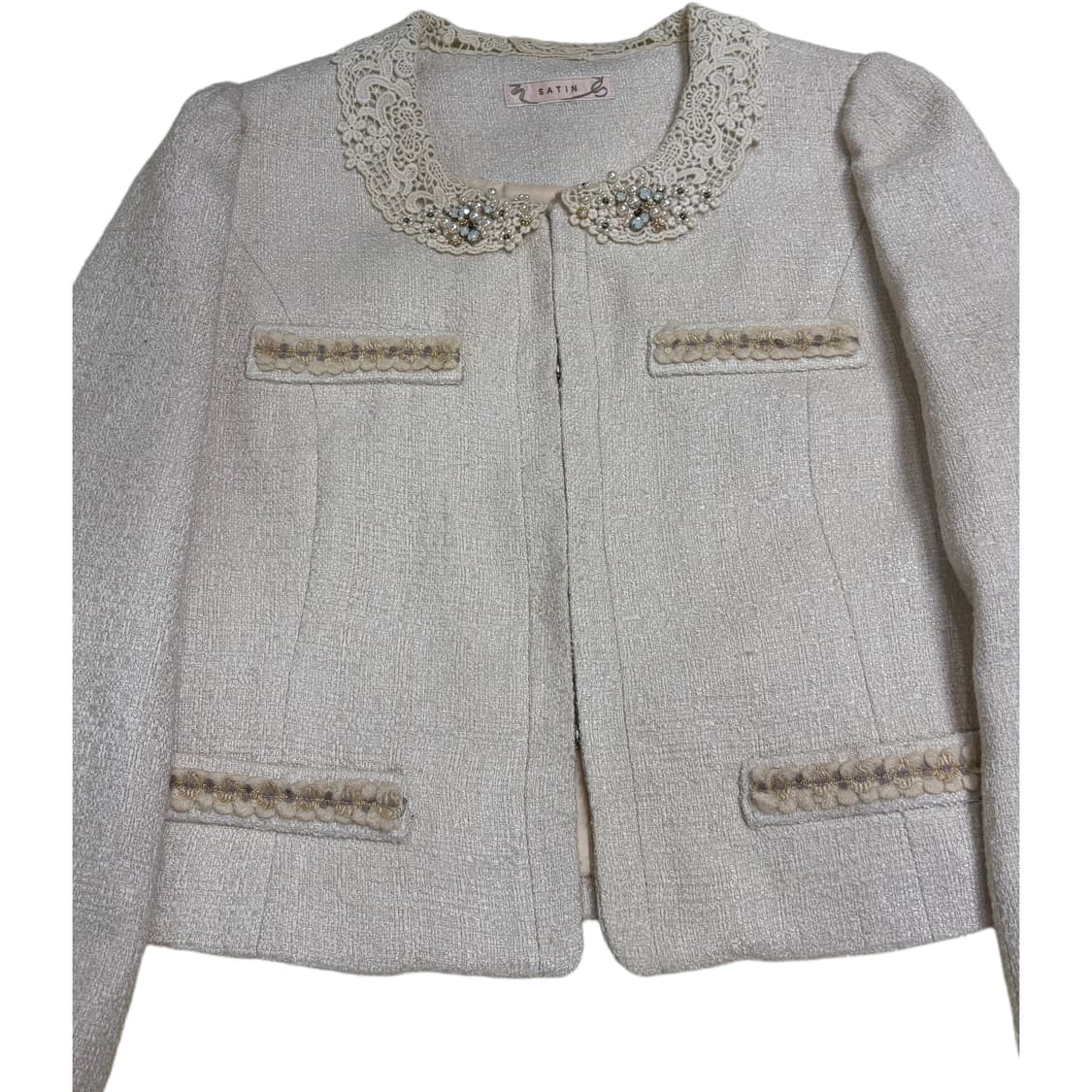 빈티지 아이보리 레이스 카라 자켓 상품이미지3