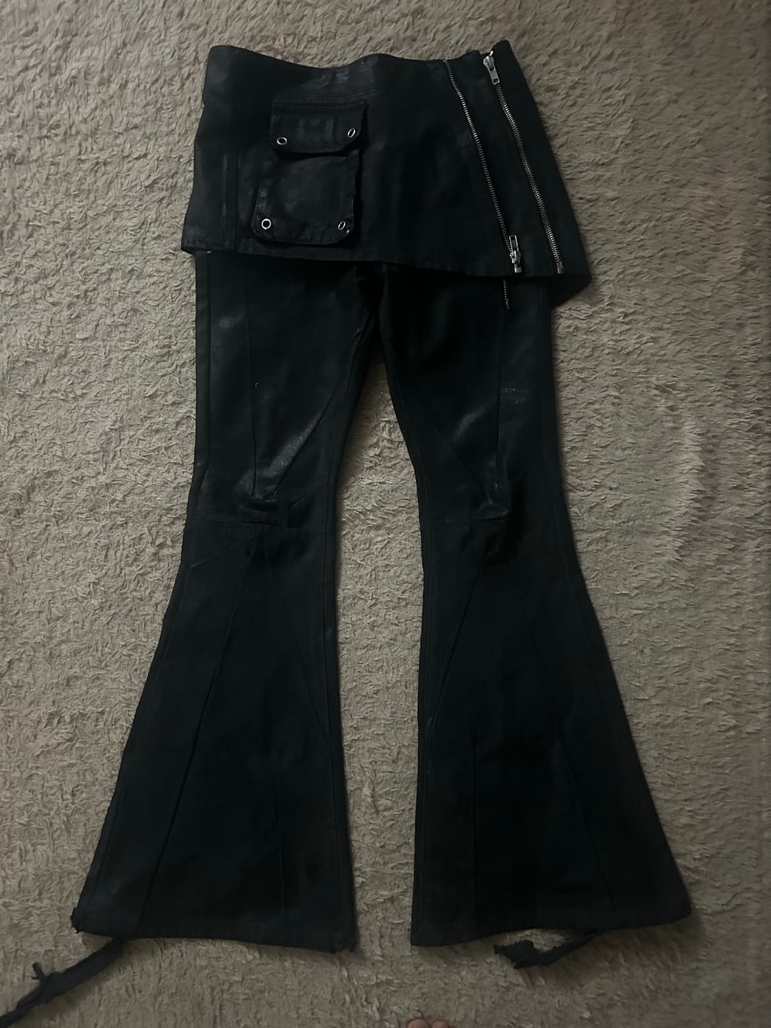 Nicolas lee waxed skirt flare jeans 상품이미지4