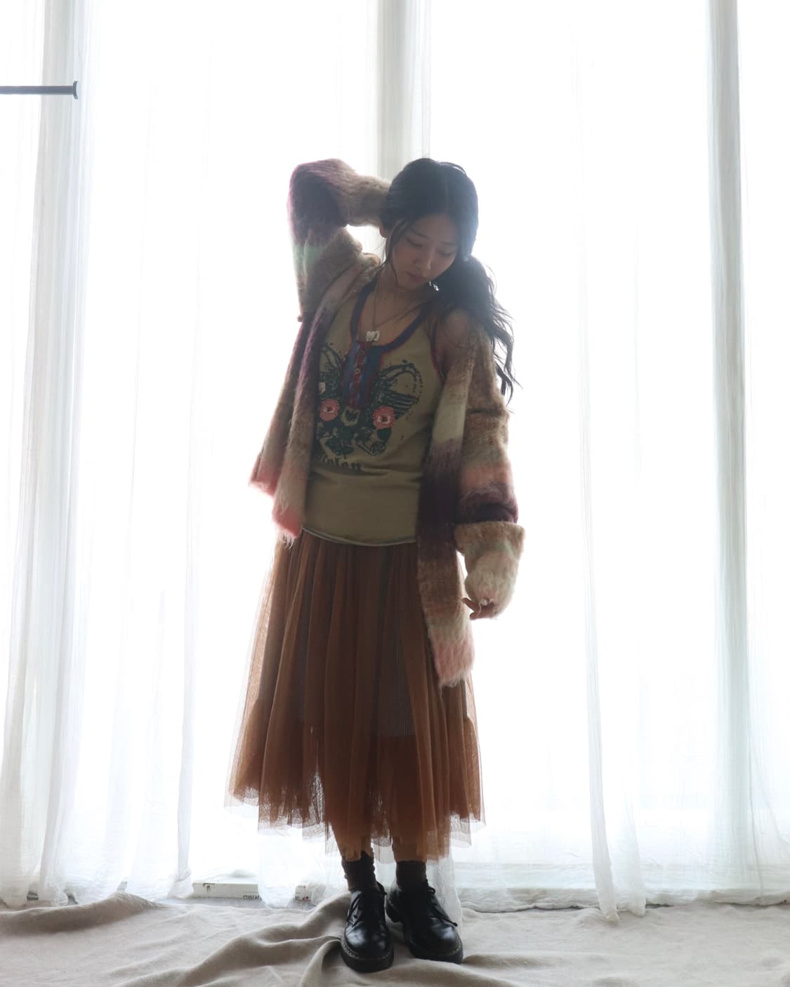 [Perverze] Gradient Stripe Knit Cardigan 상품이미지2