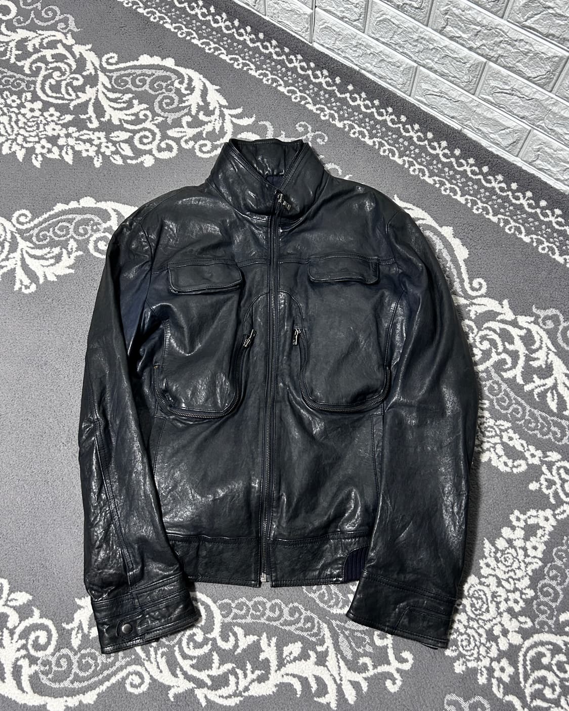 송지오 웨이브 포켓 램스킨 자켓 상품이미지3