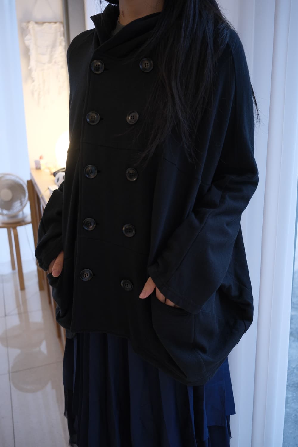 Dolman double breasted hood cardigan 상품이미지2