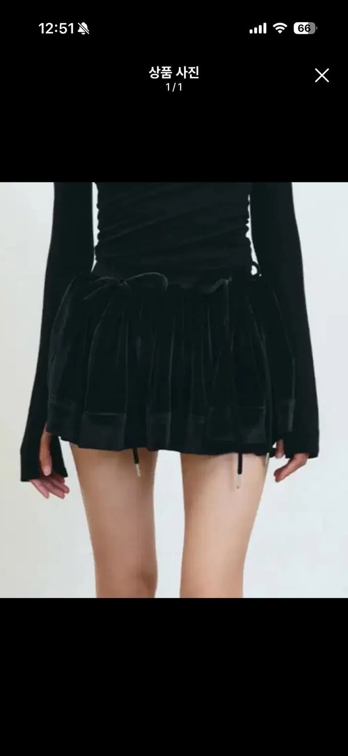 더티스 벨벳 리본 스커트 상품이미지1