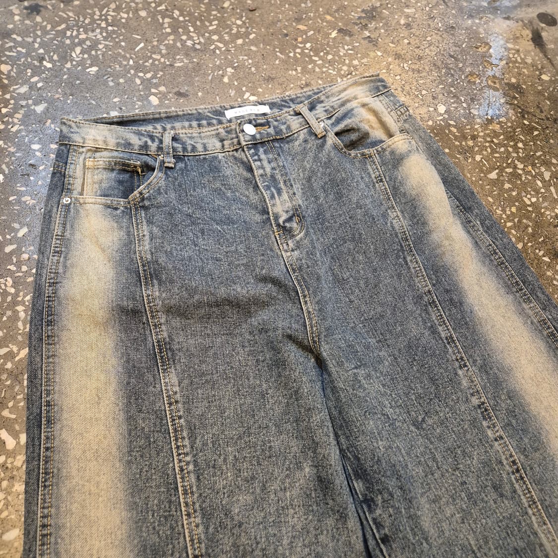 34인치 절개패턴 워싱 와이드데님팬츠  상품이미지5