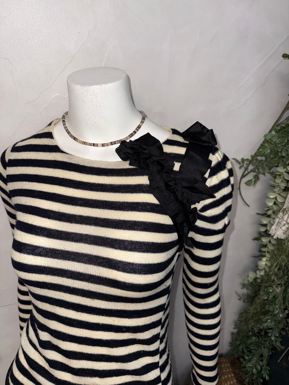SJSJ black&white stripe wool ribbon knit 상품이미지3