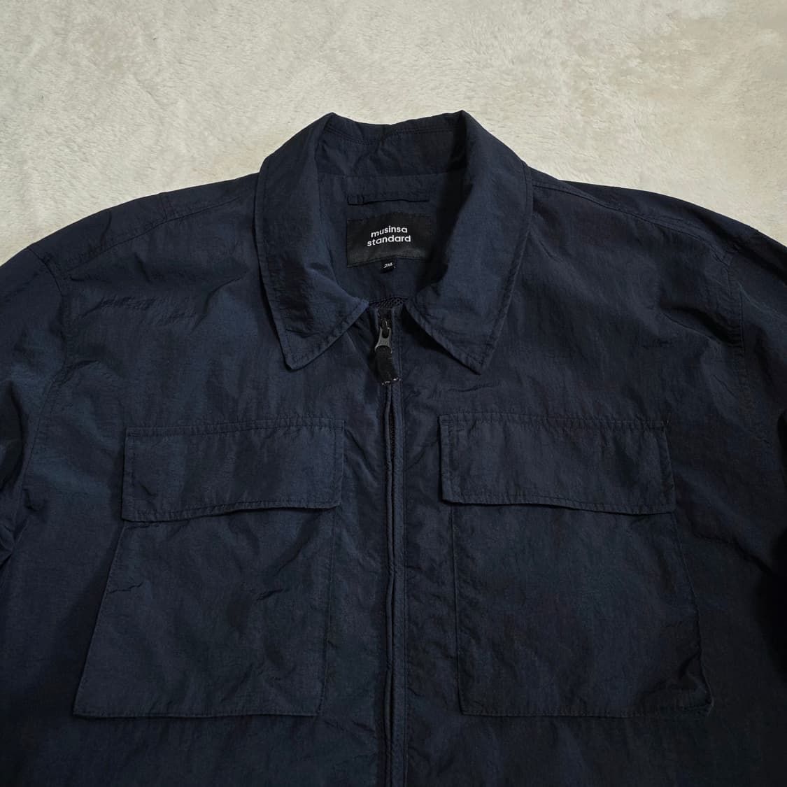 (110)무신사 크링클 셔츠 자켓 점퍼 네이비 상품이미지2