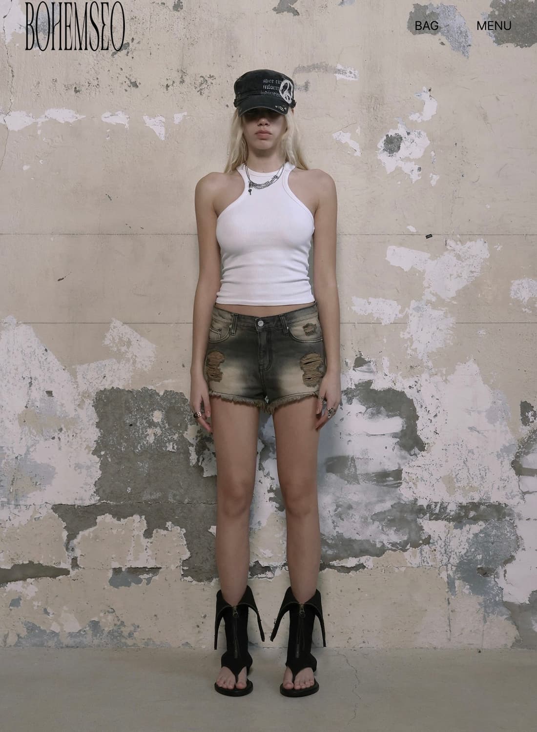 보헴서 24VER. DAMAGE WASHING SHORTS, GRAY 상품이미지2