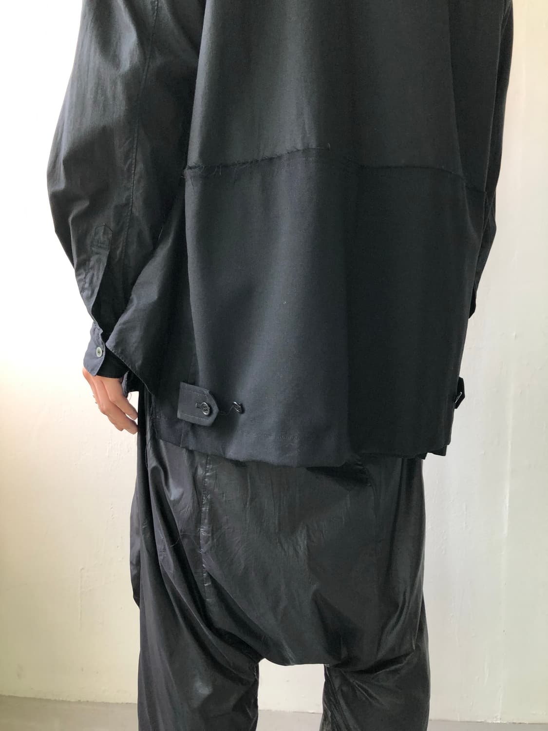 블랙 꼼데가르송 도킹 롱 셔츠 상품이미지3
