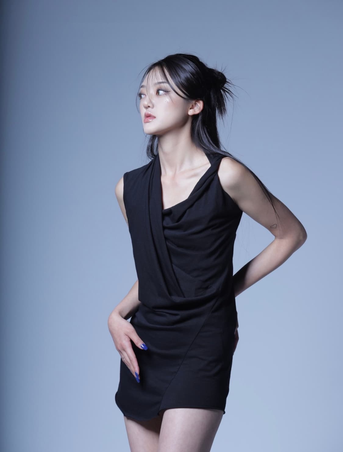 deepinblue drape dress top black 상품이미지1