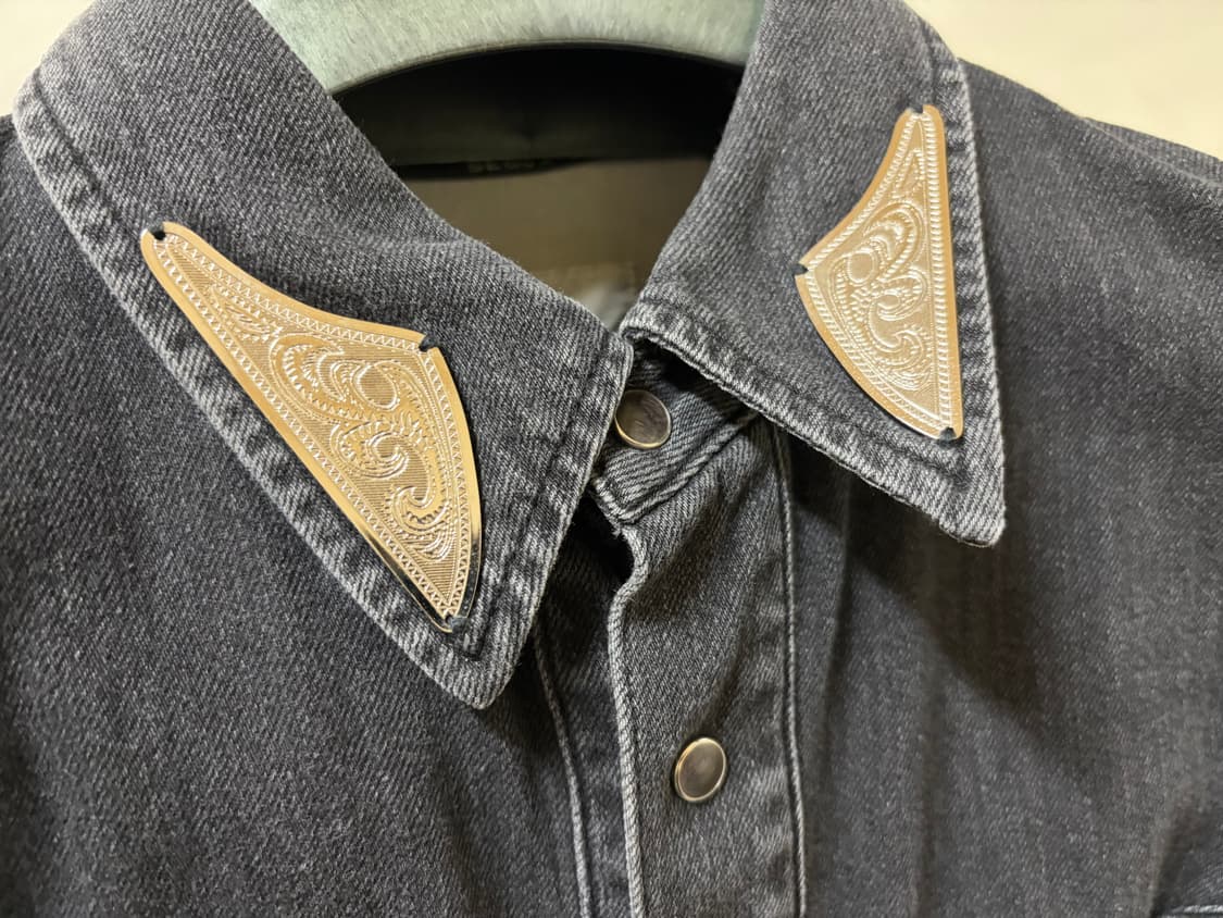 [L] TOGA PULLA ARCHIEVES 토가 블랙 데님 프린지 셔츠 상품이미지2