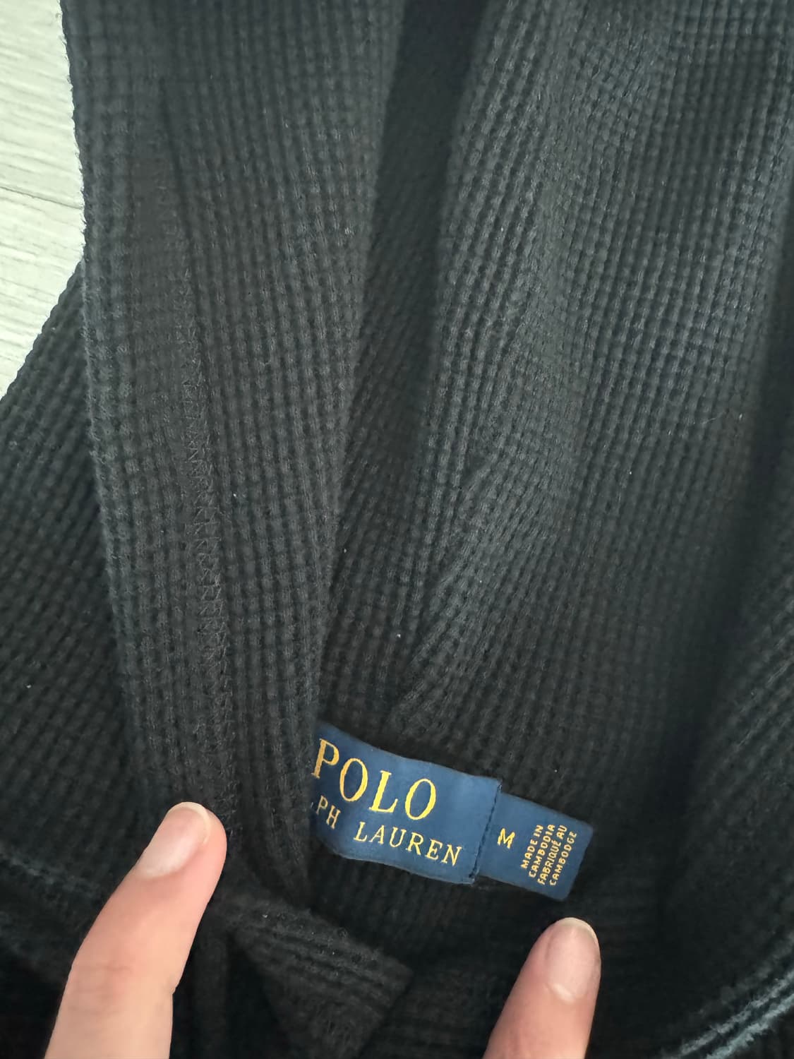 폴로 랄프로렌 와플 씨멀 니트 후드티 블랙 상품이미지2