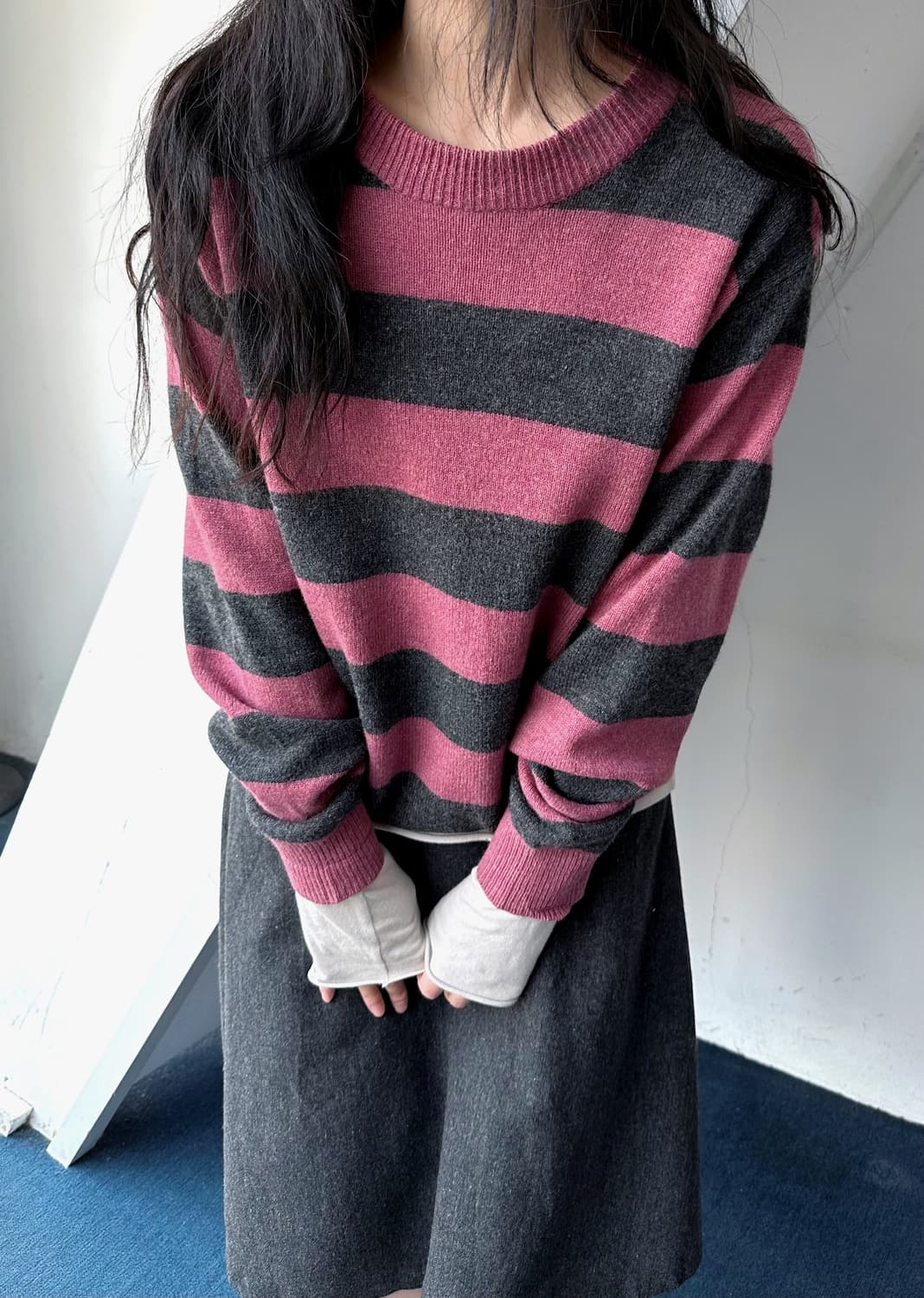 Middle gauge border knit TOP 상품이미지8