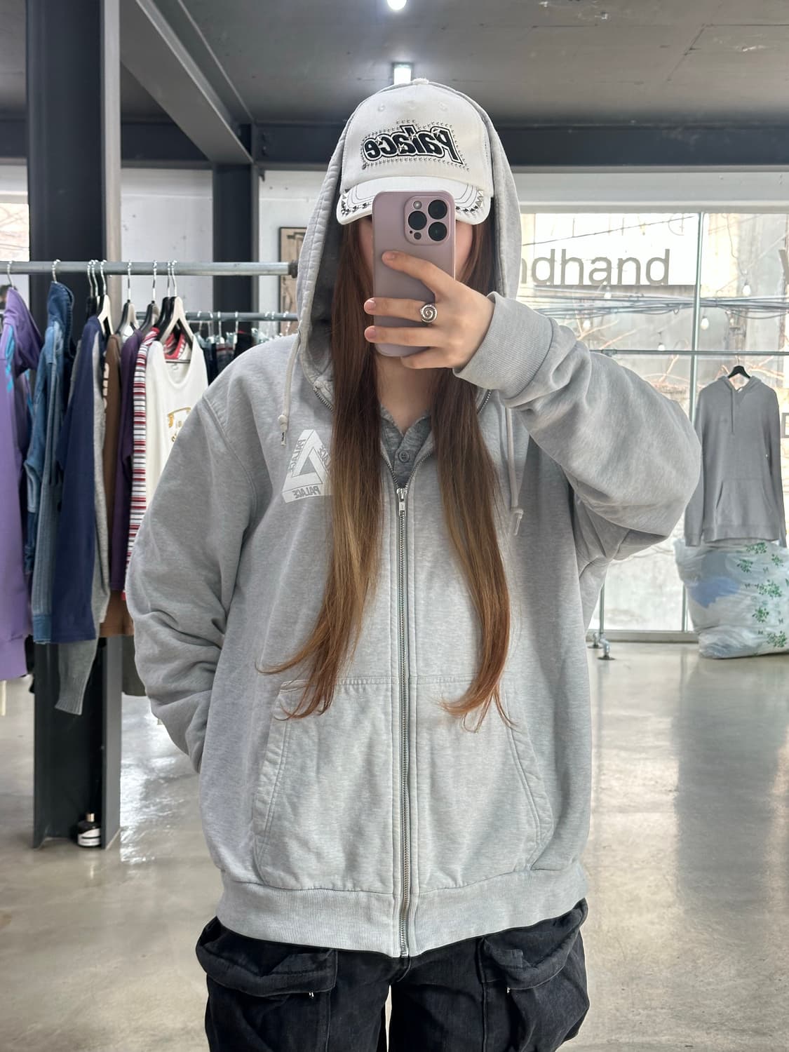 팔라스 22SS 스터드 데님 드러커 캡 화이트 상품이미지4