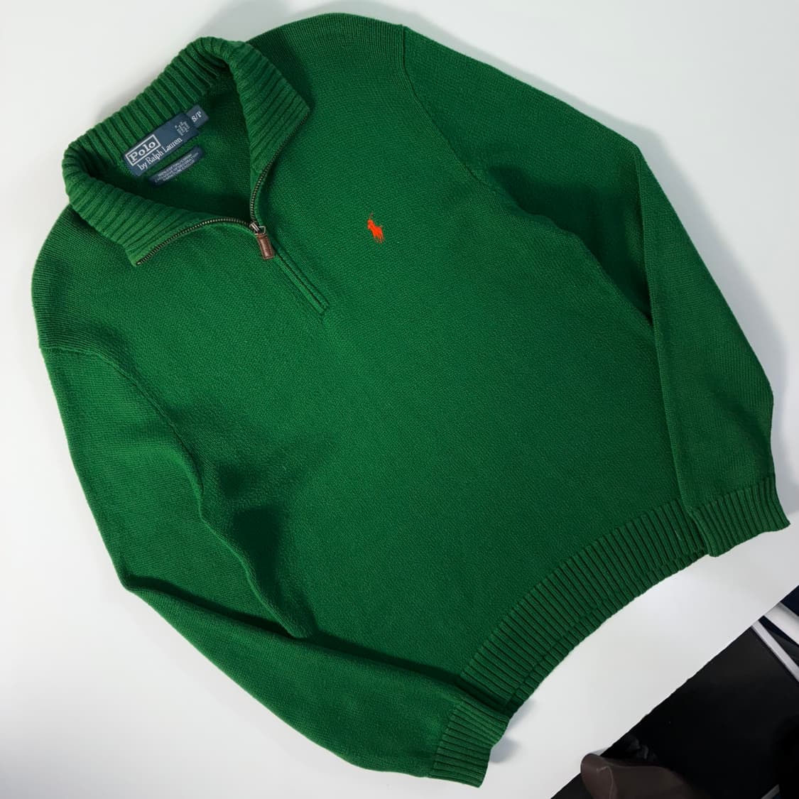 Polo  폴로 랄프로렌 자수 코튼 반집업 그린 니트 상품이미지2