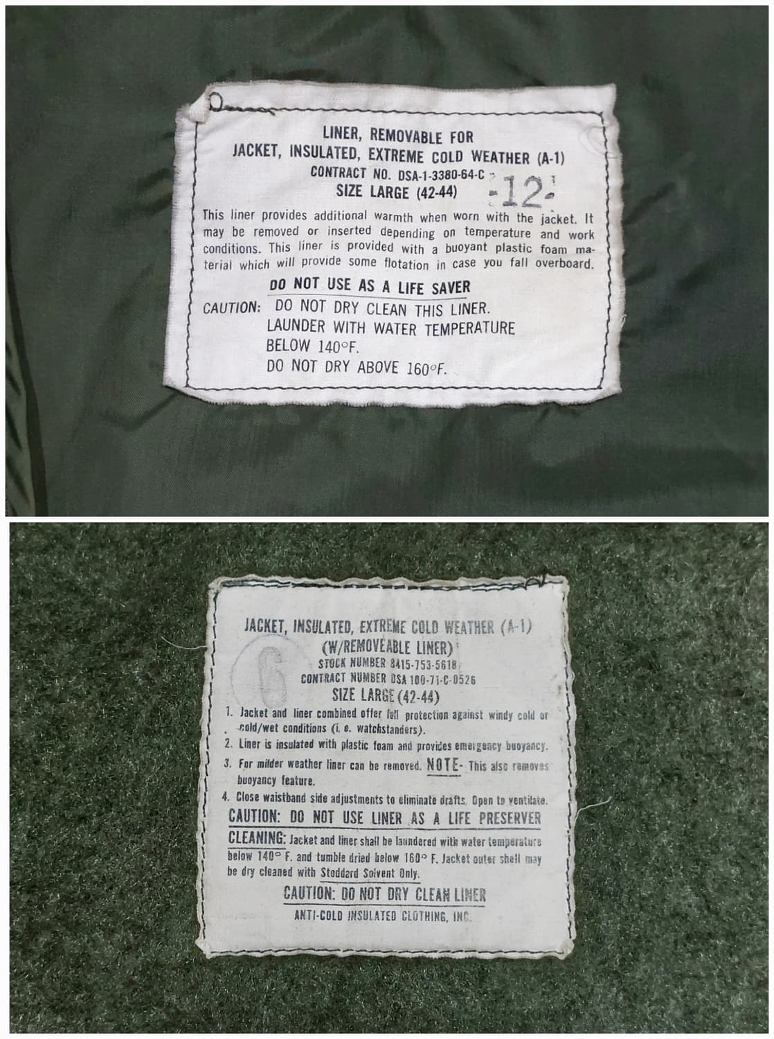 미군 usn 미해군 a-1 덱자켓 콜드웨더 자켓 L 110 상품이미지9