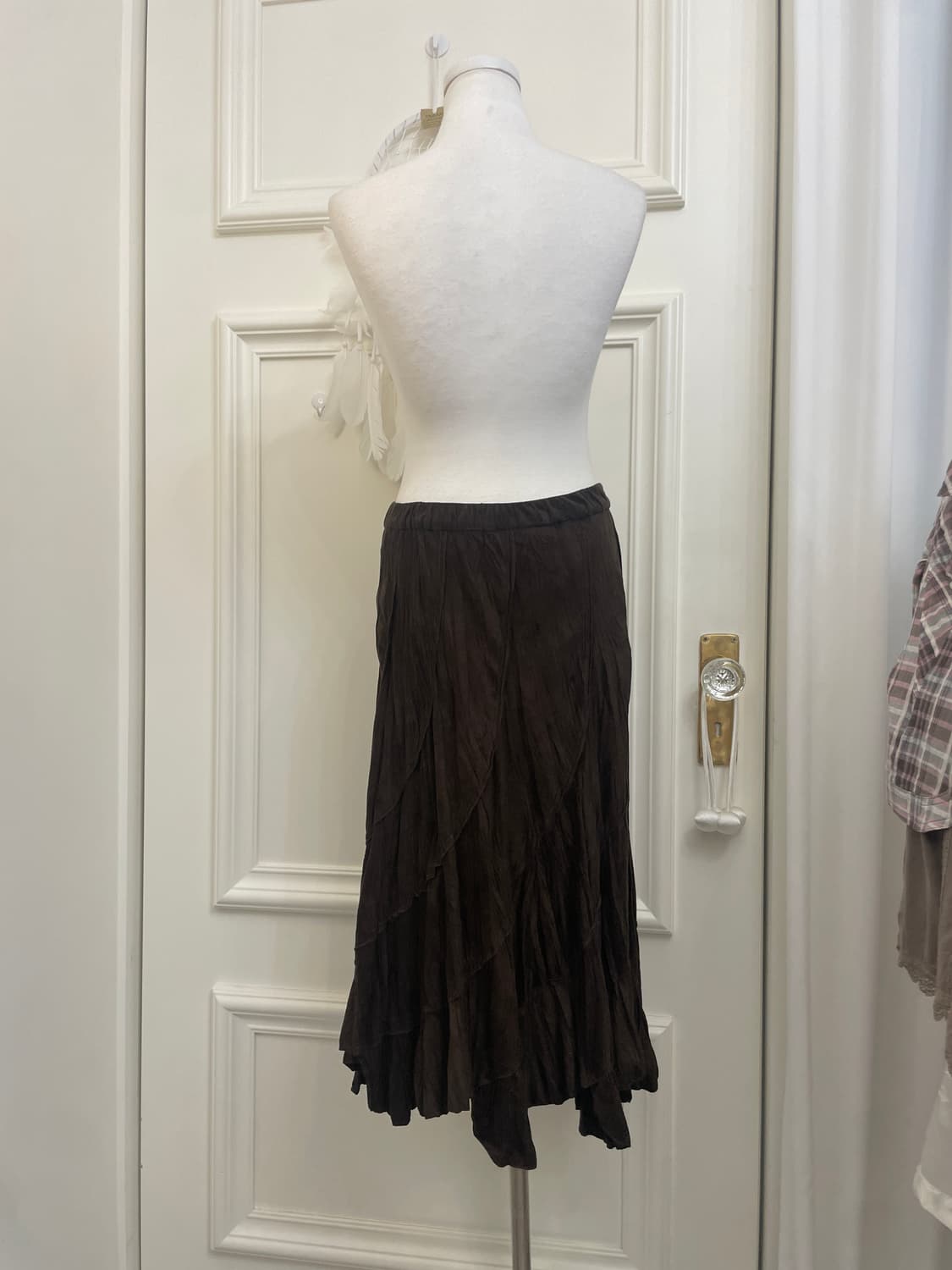 dark brown suade banding skirt(size-L) 상품이미지3