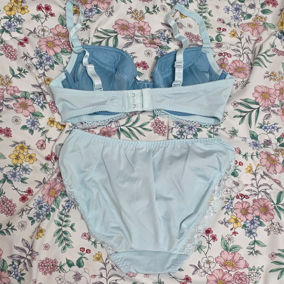 일본 빈티지 언더웨어) 여성 블루 자수 레이스 D70 브라속옷세트 상품이미지2