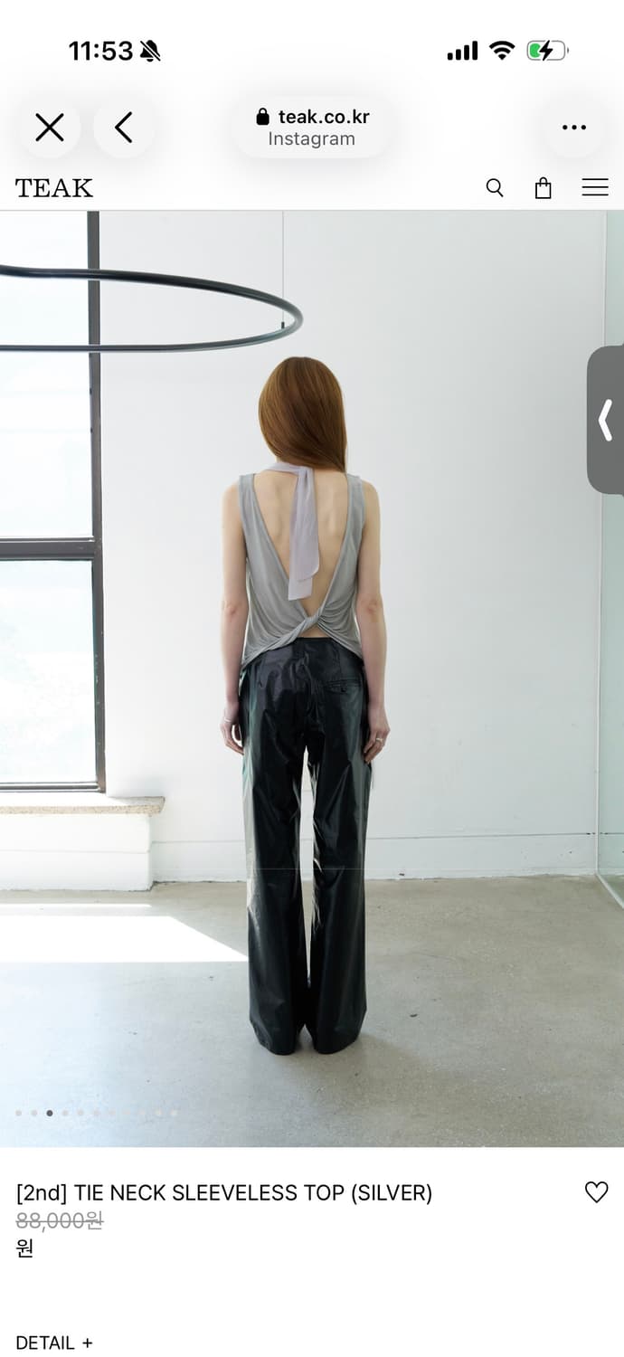 Teak TIE NECK SLEEVELESS TOP (SILVER) 상품이미지2