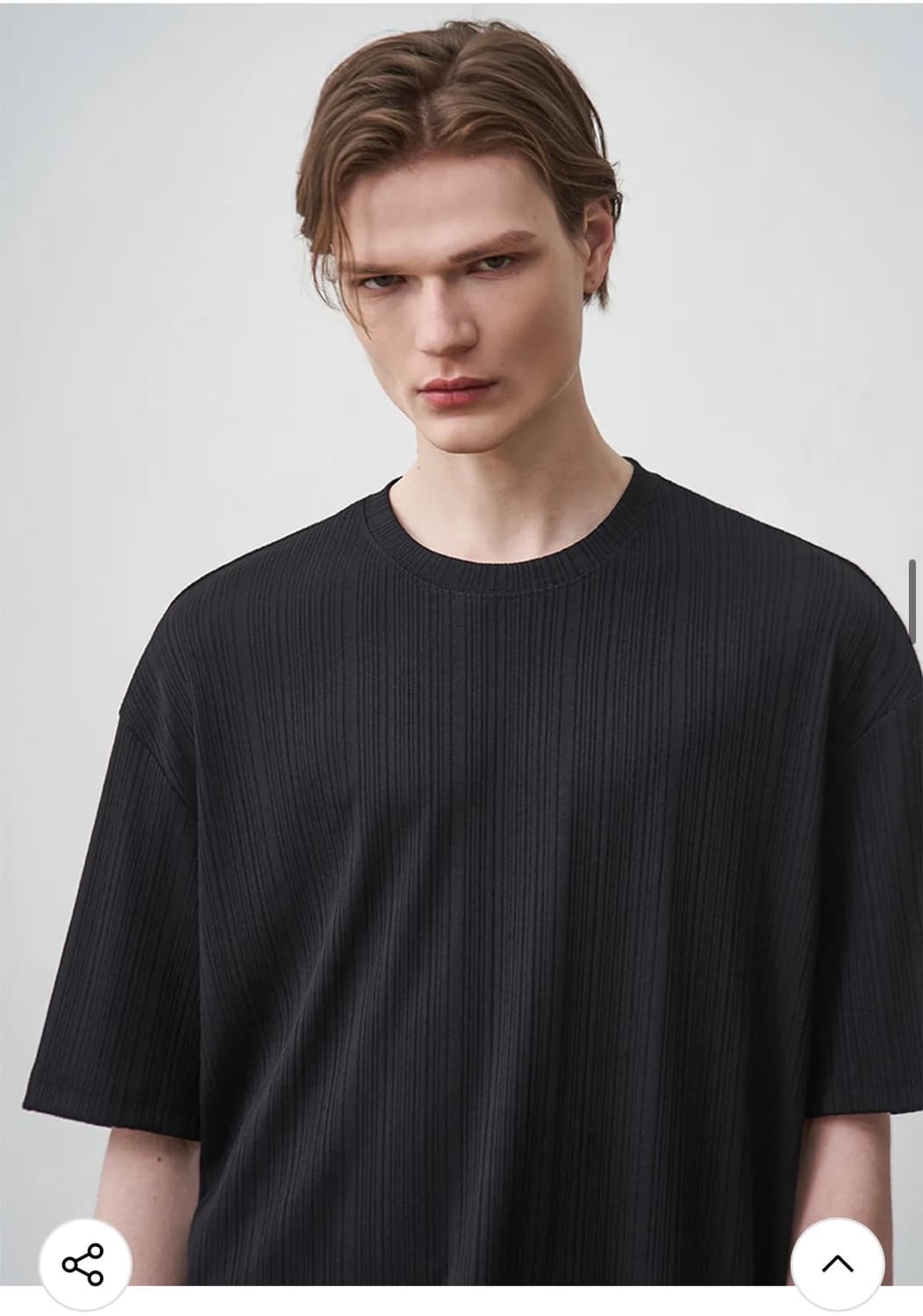 (L) 드로우핏 포멀릭 리브드 티셔츠 [BLACK] 반팔 판매 상품이미지5