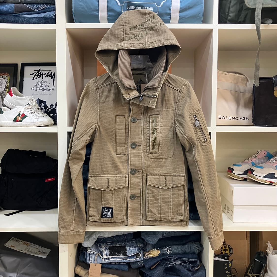 MCD 카키 밀리터리 후드 야상 자켓 S 상품이미지1