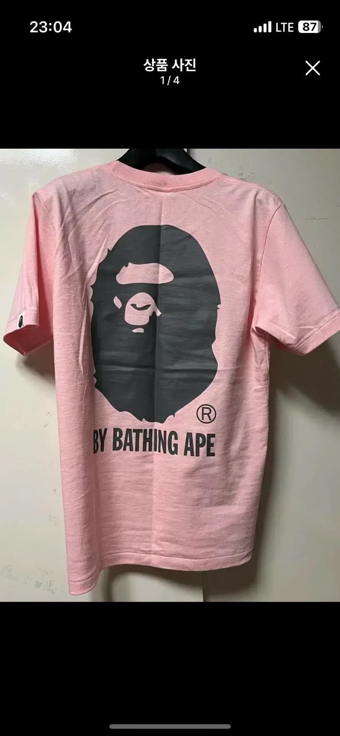 베이프 핑크 헤드 원포인트 티셔츠 우먼 xs 상품이미지1