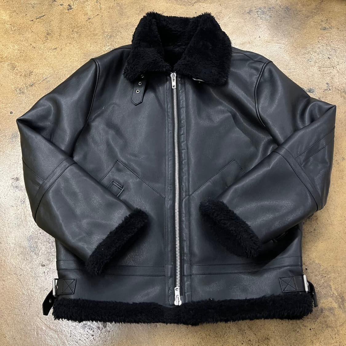 [정품/L] 도프 제이슨 블랙 레더 무스탕 자켓 b18 상품이미지2