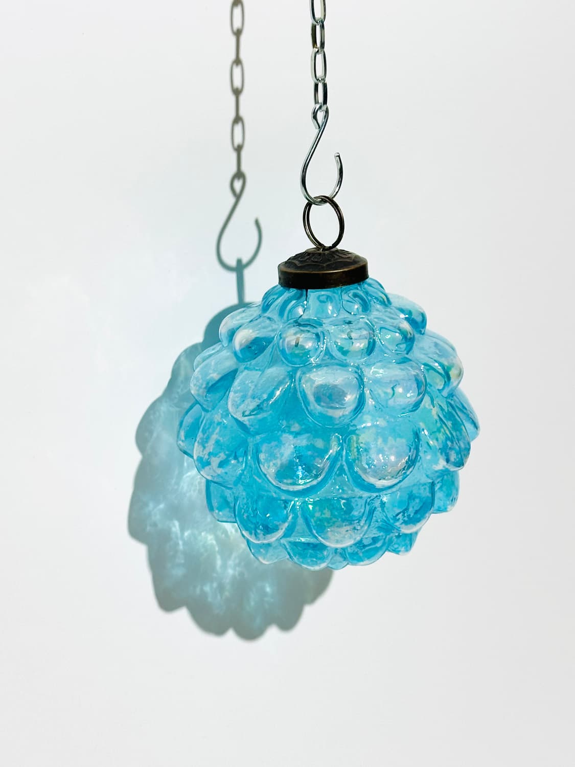 독일 앤틱 아트글라스 핸드블로운 크리스마스 트리 오너먼트(터키석 컬러) 상품이미지3