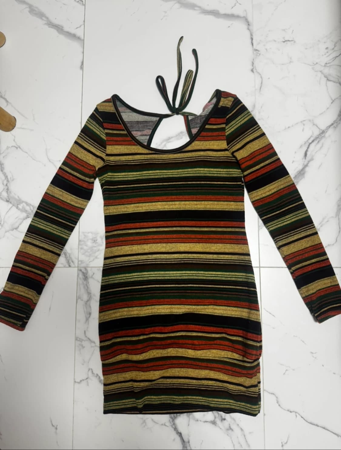 빈티지 줄무늬 골지 원피스 상품이미지1