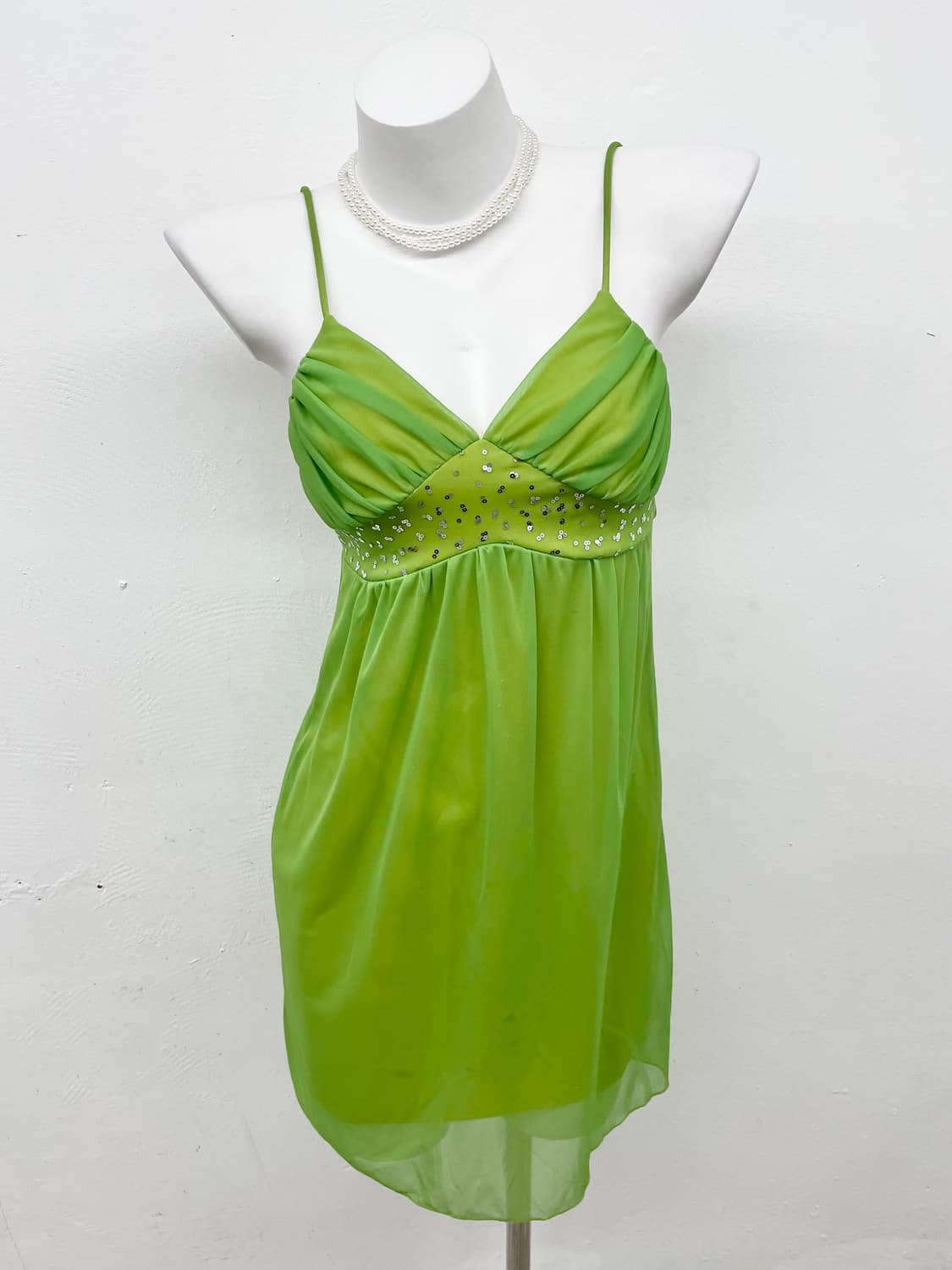 페어리 그린 메쉬 셔링 원피스 상품이미지1