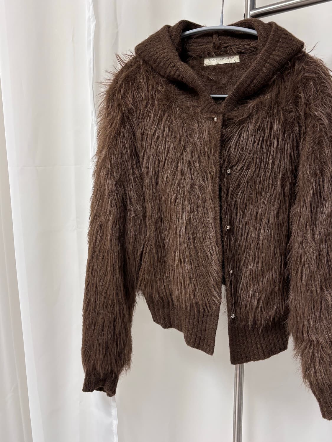 초코 헤어리 페이크 퍼 후디 가디건 상품이미지6