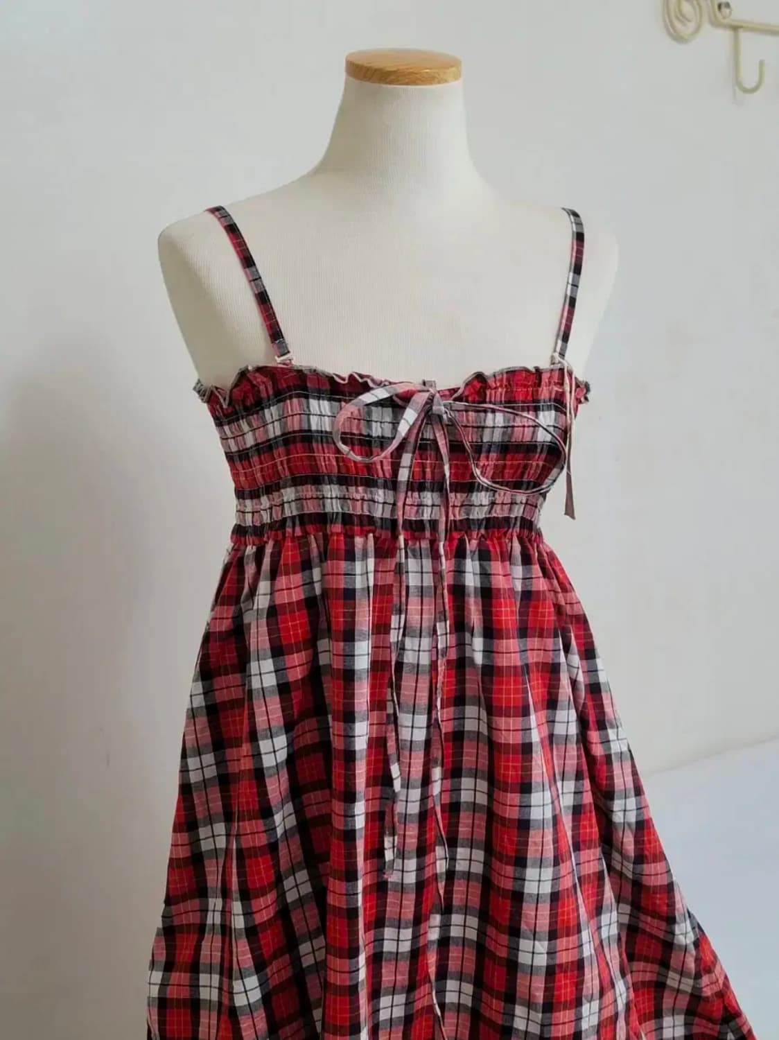 일본빈티지 새제품 레드체크 뷔스티에원피스 THE EMPORIUM 상품이미지10