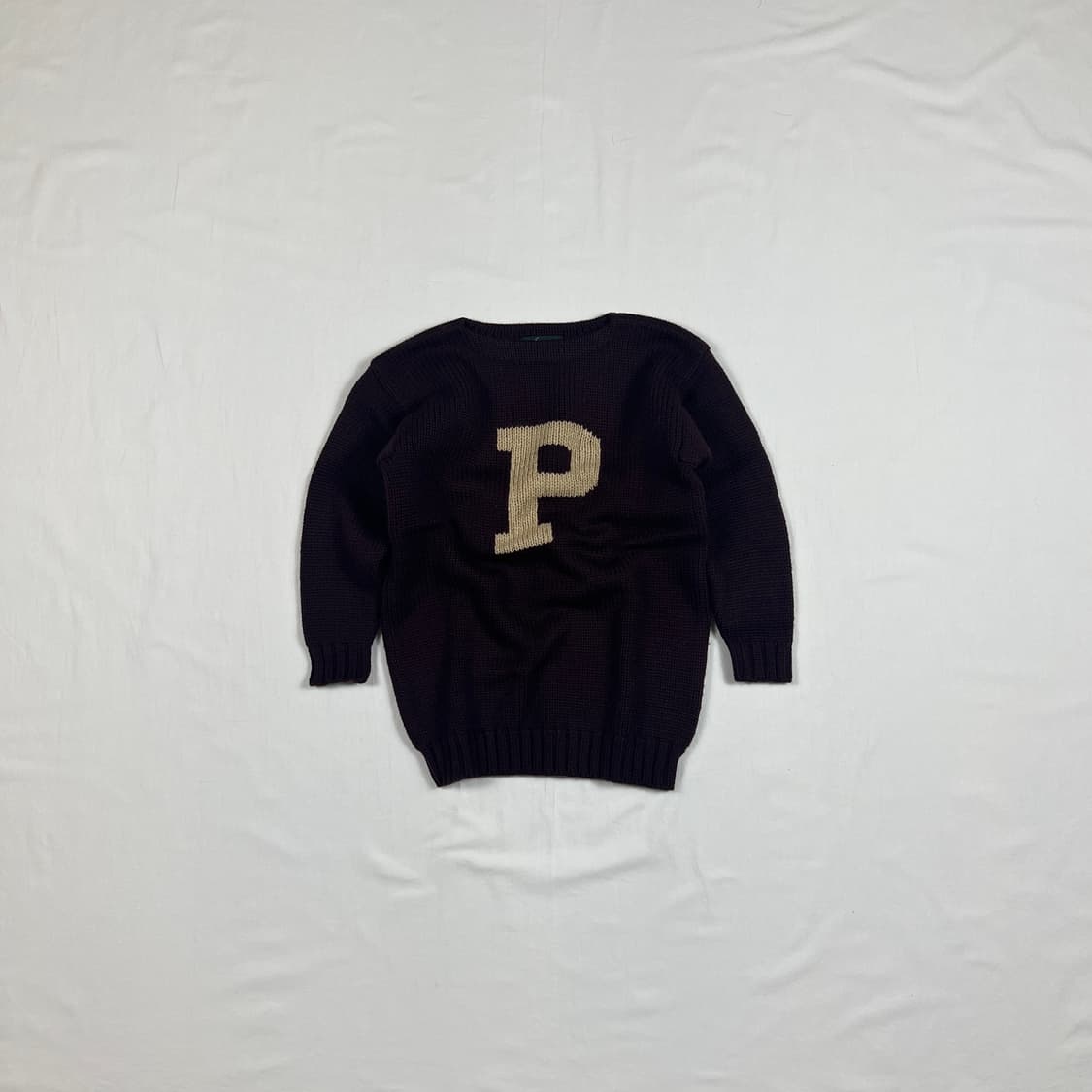 90‘s 폴로랄프로렌 키즈 p 로고 니트 스웨터 상품이미지1