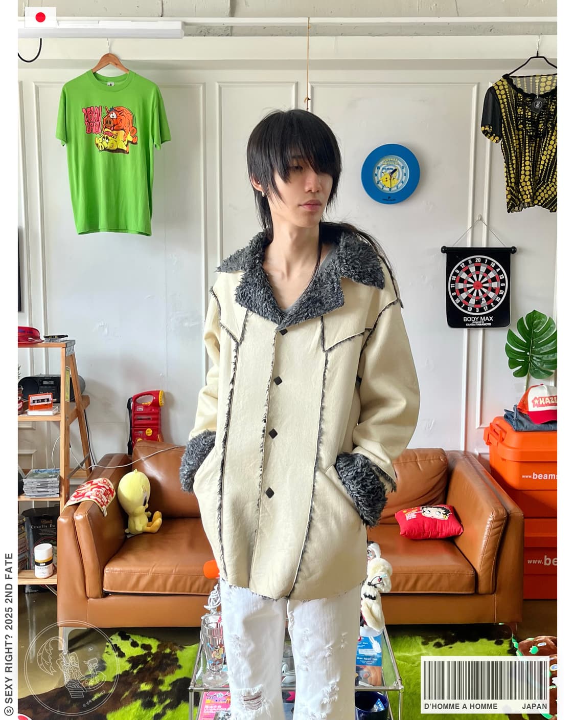 D'HOMME A HOMME Faux Fur Leather Jacket 상품이미지1