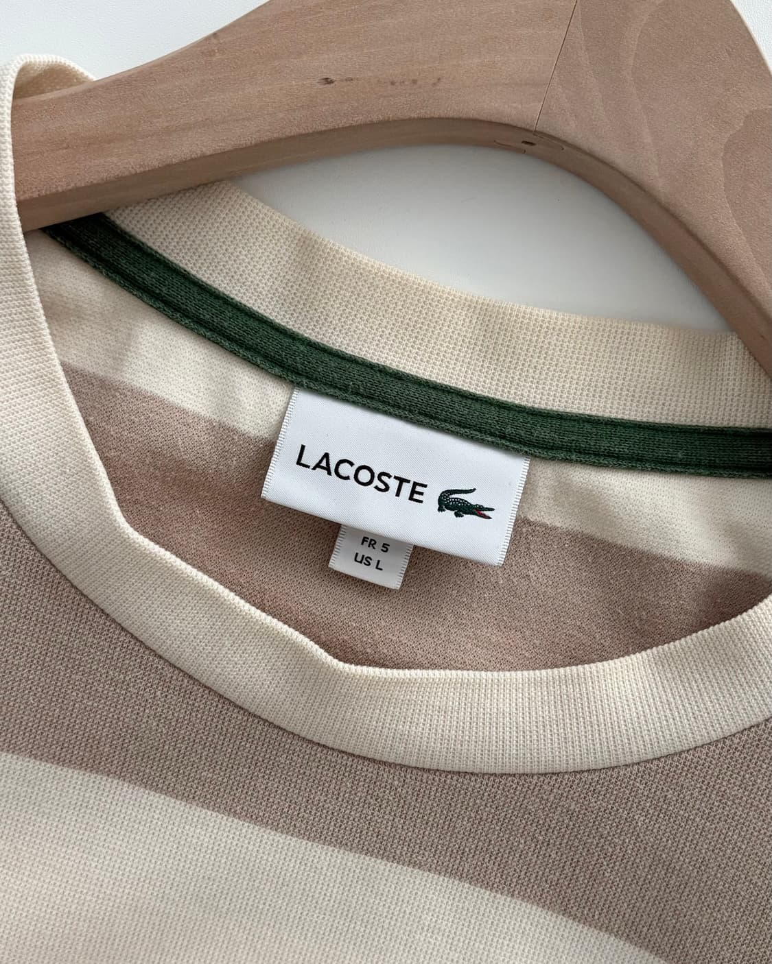 Lacoste 라코스테 베이지 단가라 코튼 티셔츠 상품이미지9